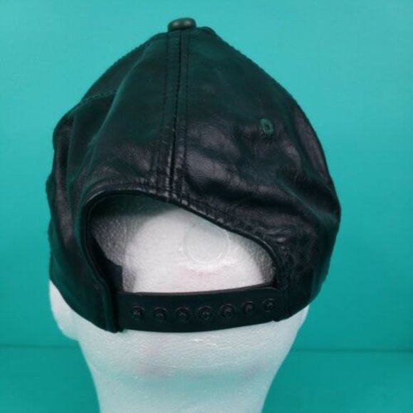 Green Bay Packers Hat Vintage 90s Genuine Leather Snapback Cap USA - Picture 4 of 11